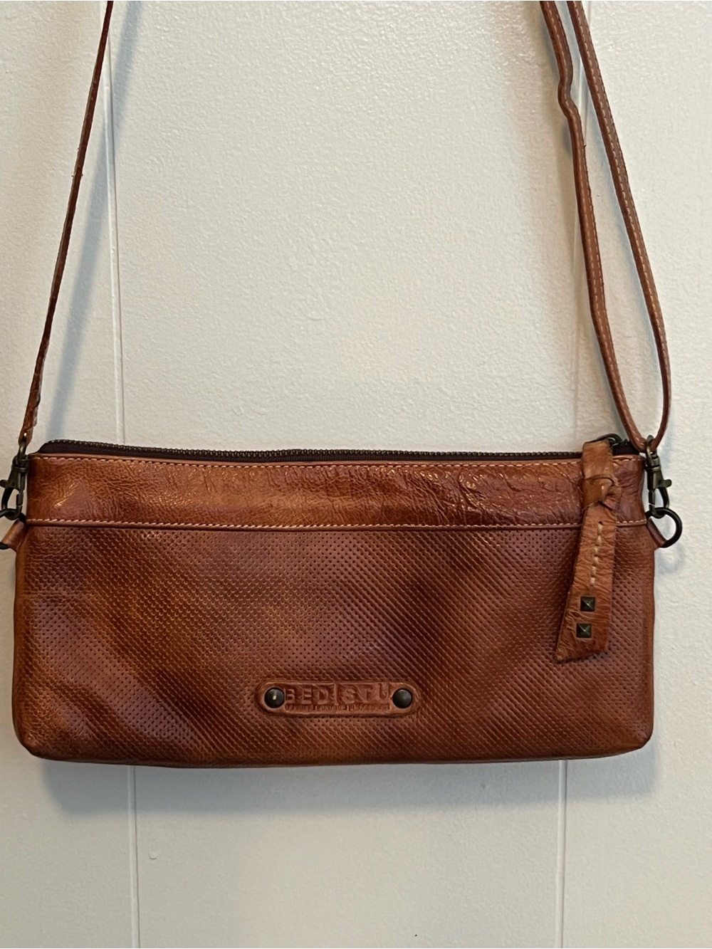 Bed Stu Brown Soft Perforated Leather Crossbody Purse